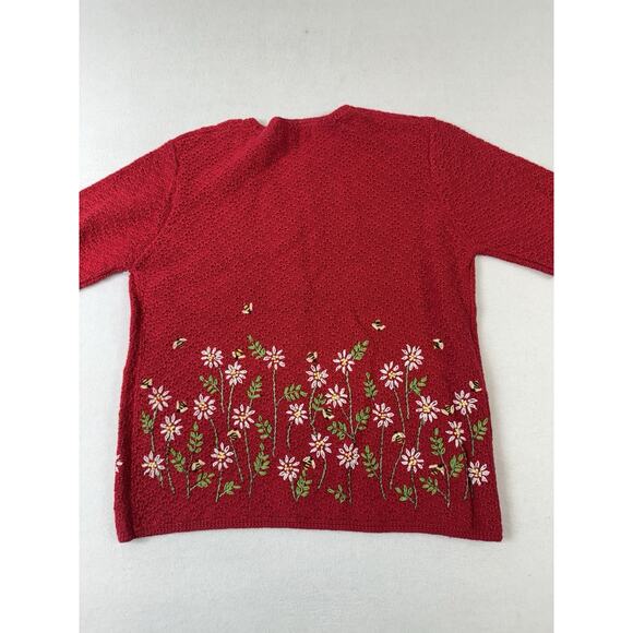 Northern Isles Bees Flowers Knit Cardigan Women’s S Grannycore Boho Romantic VTG - Picture 3 of 12